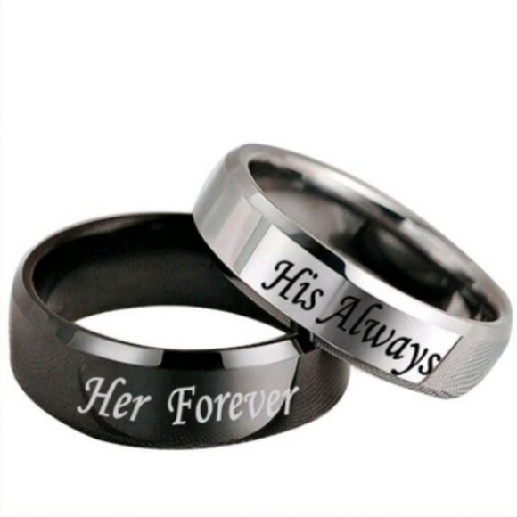 His Always/Couple Ring Titanium Steel - Picture 1 of 3
